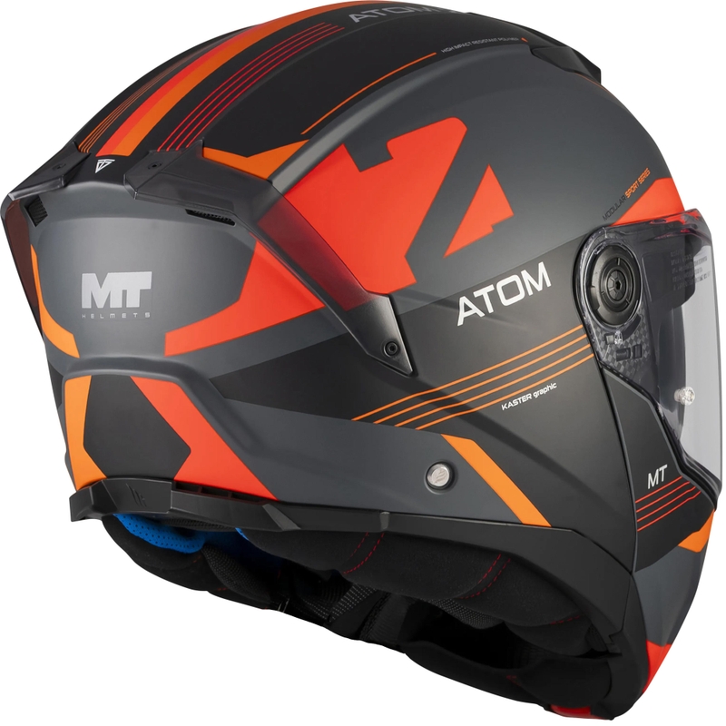 Casco apribile da moto MT Atom 2 SV Kaster C14 nero opaco-grigio-arancione
