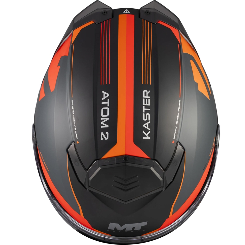 Casco apribile da moto MT Atom 2 SV Kaster C14 nero opaco-grigio-arancione