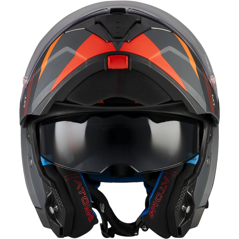 Casco apribile da moto MT Atom 2 SV Kaster C14 nero opaco-grigio-arancione