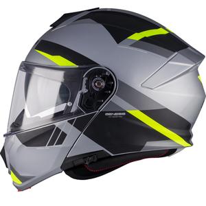 Casco da moto apribile MT Genesis R SV Cheeky C3 nero-grigio-giallo fluo