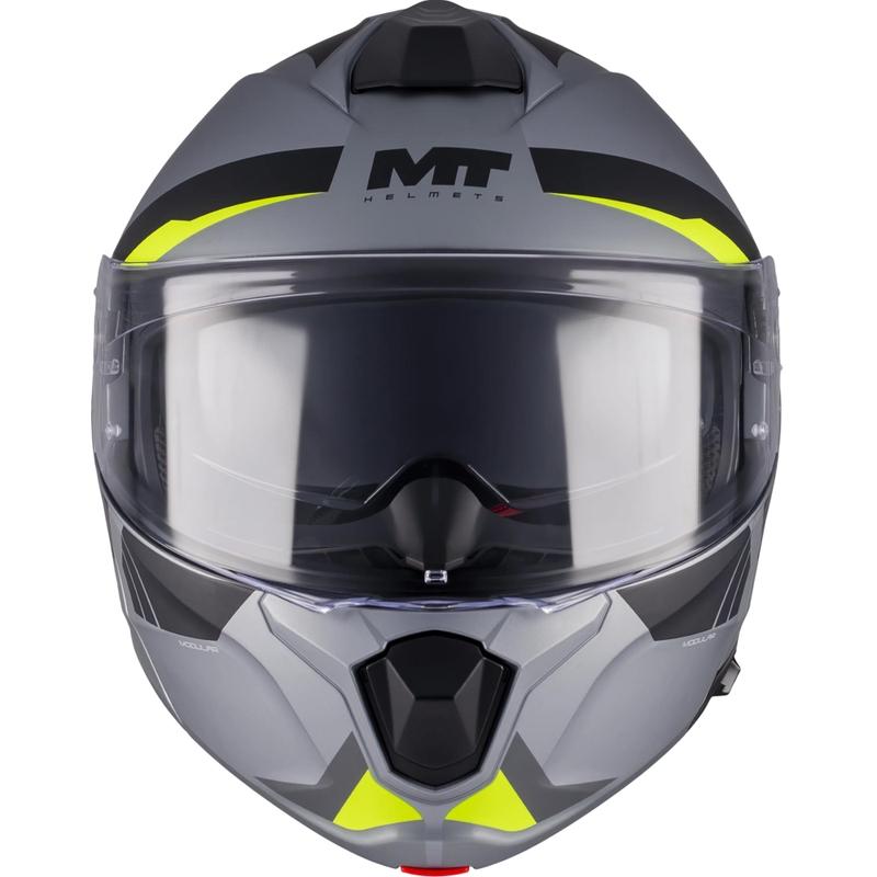 Casco da moto apribile MT Genesis R SV Cheeky C3 nero-grigio-giallo fluo