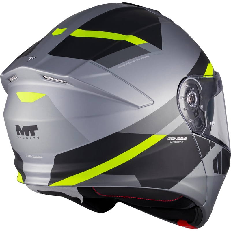 Casco da moto apribile MT Genesis R SV Cheeky C3 nero-grigio-giallo fluo