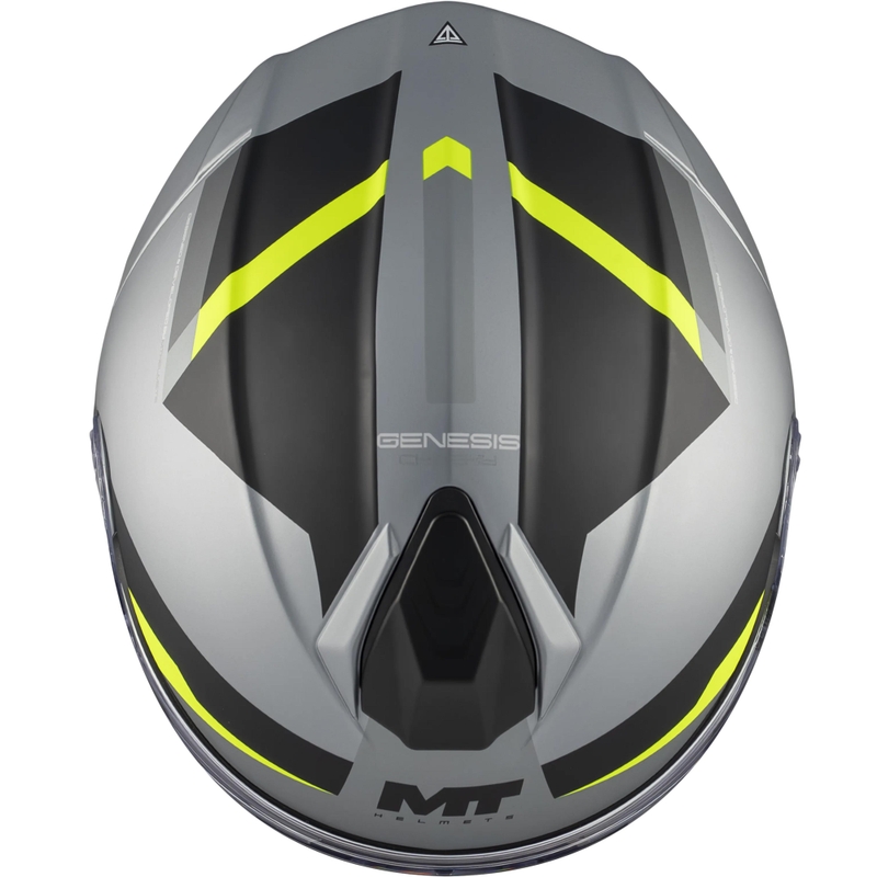 Casco da moto apribile MT Genesis R SV Cheeky C3 nero-grigio-giallo fluo