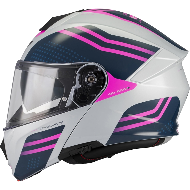 Casco da moto apribile MT Genesis R SV Vibe C8 grigio-blu-rosa