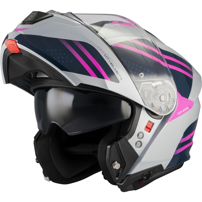 Casco da moto apribile MT Genesis R SV Vibe C8 grigio-blu-rosa