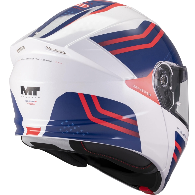 Casco da moto apribile MT Genesis R SV Vibe A7 bianco-blu-rosso
