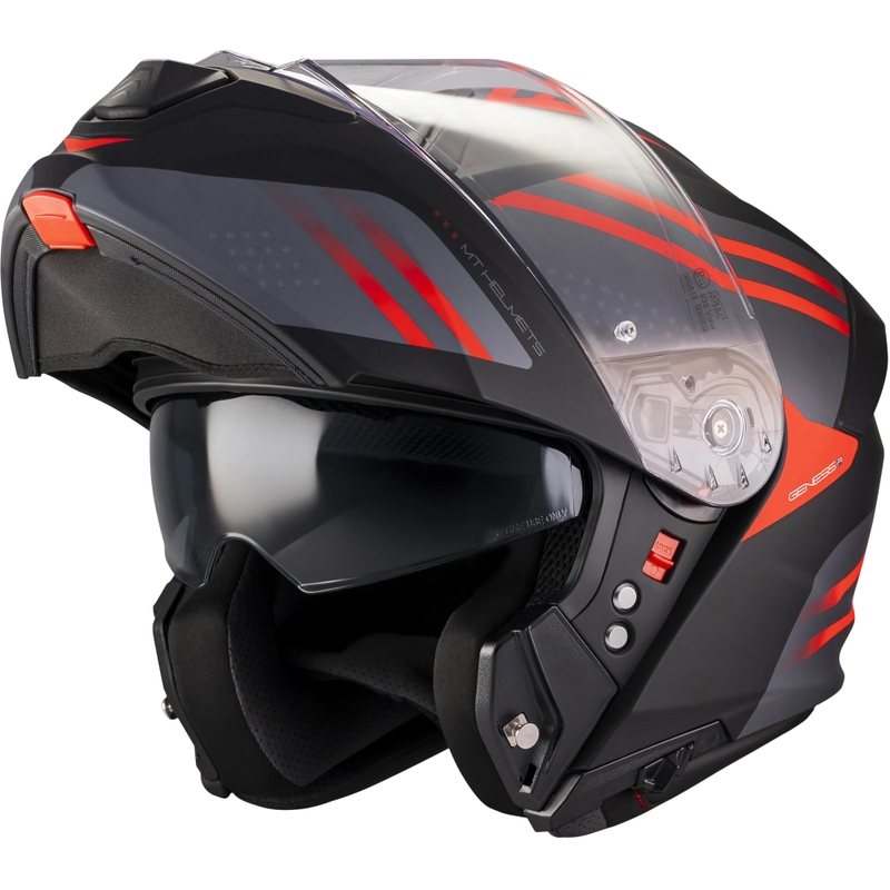 Casco da moto apribile MT Genesis R SV Vibe B5 nero opaco-grigio-rosso