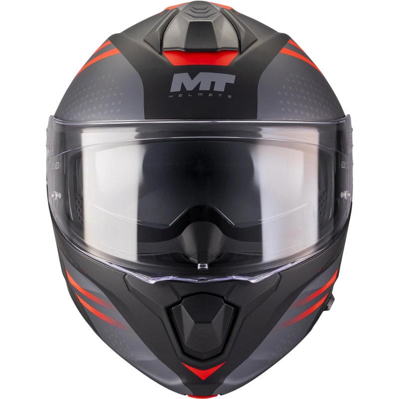 Casco da moto apribile MT Genesis R SV Vibe B5 nero opaco-grigio-rosso