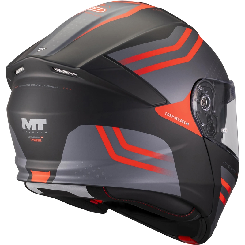 Casco da moto apribile MT Genesis R SV Vibe B5 nero opaco-grigio-rosso