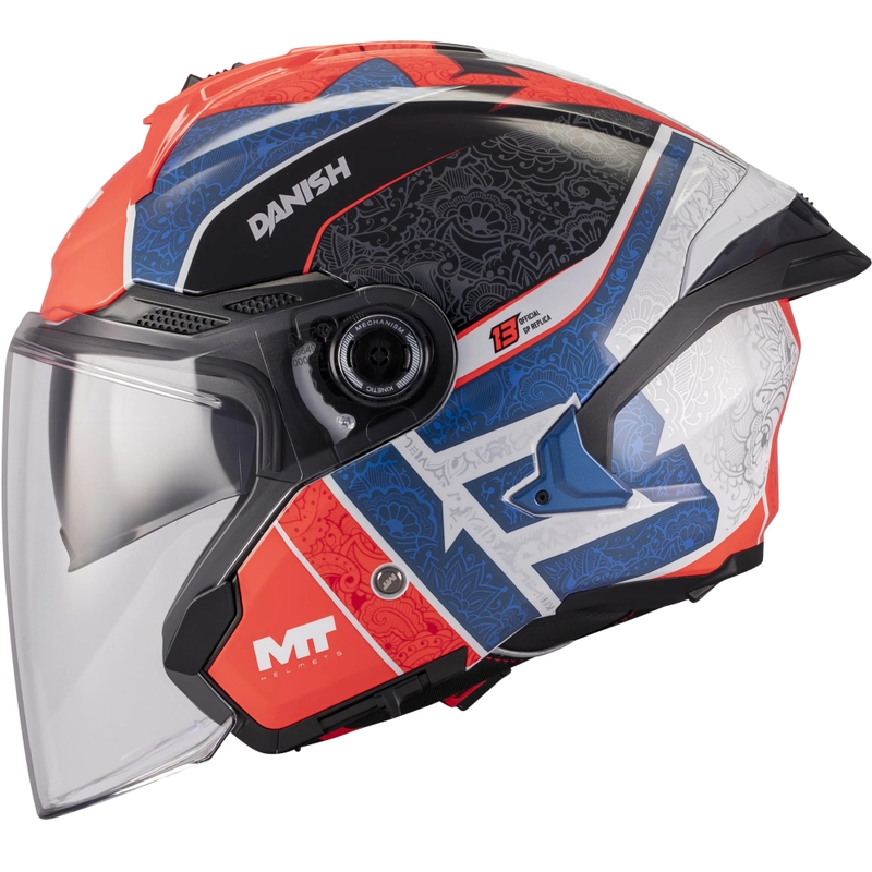 Casco da moto aperto MT Cosmo SV Danish 26 Season C5 blu-rosso-bianco-nero