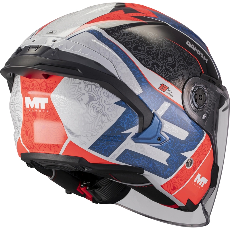 Casco da moto aperto MT Cosmo SV Danish 26 Season C5 blu-rosso-bianco-nero