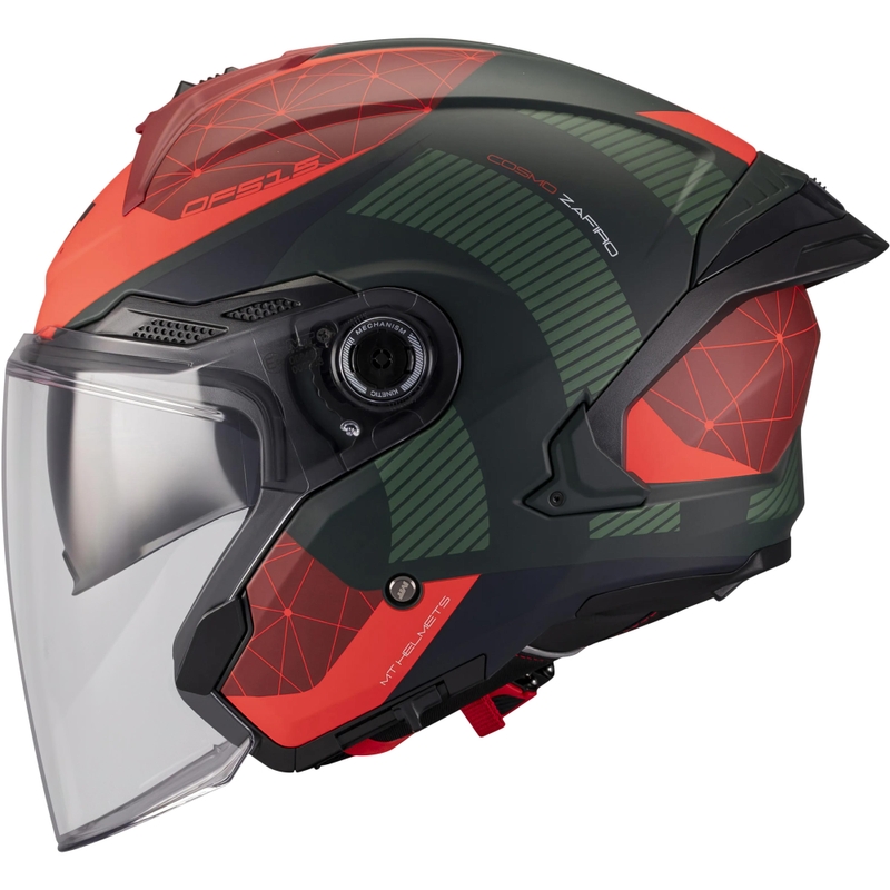 Casco aperto da moto MT Cosmo SV Zafiro C16 rosso-verde opaco