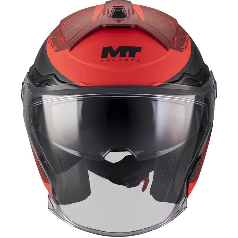 Casco aperto da moto MT Cosmo SV Zafiro C16 rosso-verde opaco