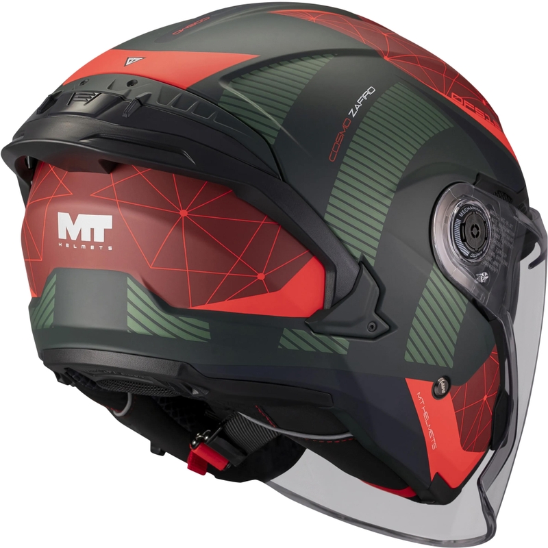 Casco aperto da moto MT Cosmo SV Zafiro C16 rosso-verde opaco