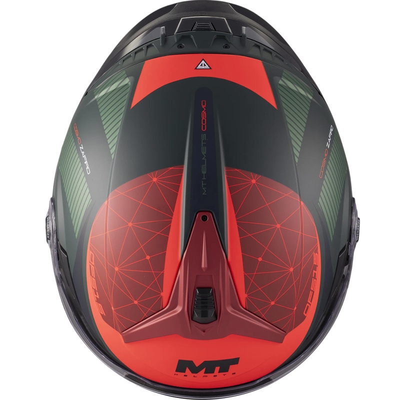 Casco aperto da moto MT Cosmo SV Zafiro C16 rosso-verde opaco