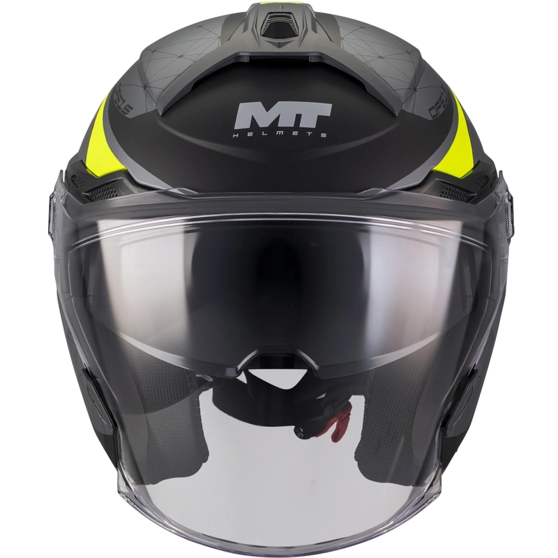 Casco da moto aperto MT Cosmo SV Zafiro C3 nero opaco-grigio-giallo fluo