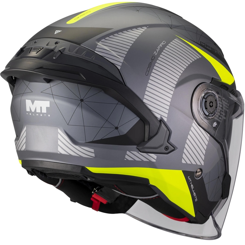 Casco da moto aperto MT Cosmo SV Zafiro C3 nero opaco-grigio-giallo fluo