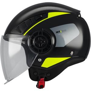 Casco da moto aperto MT Aeris Demure B5 nero-giallo fluo