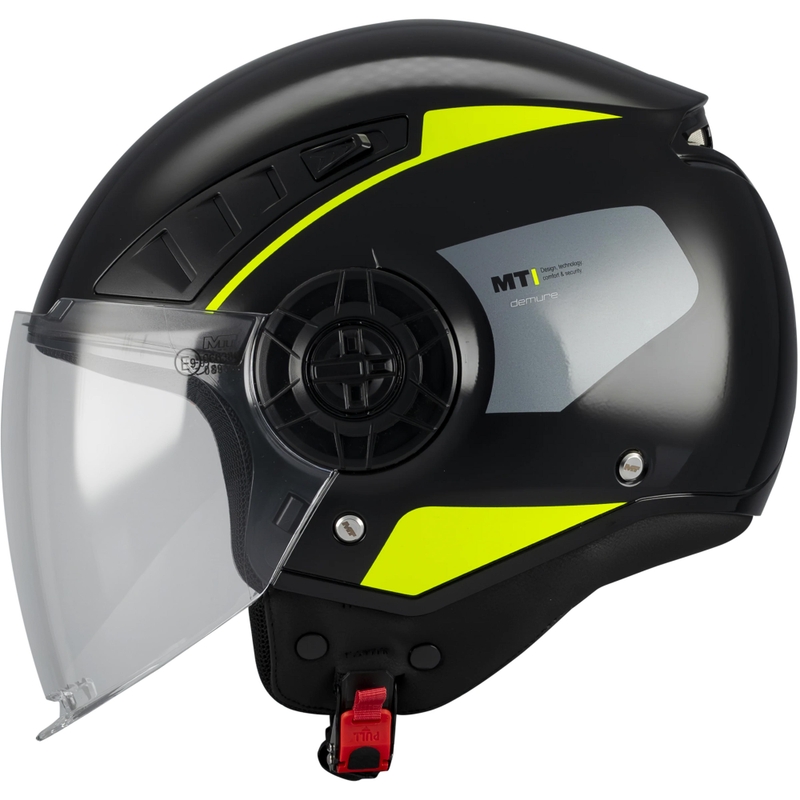Casco da moto aperto MT Aeris Demure B5 nero-giallo fluo