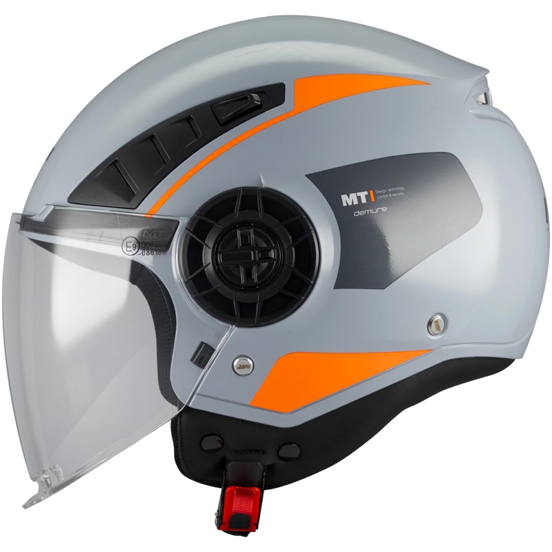 Casco da moto aperto MT Aeris Demure C4 grigio-arancione