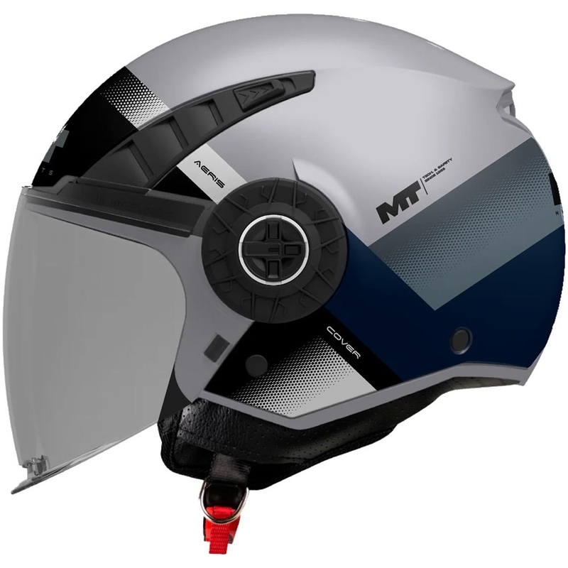 Casco da moto aperto MT Aeris Cover C2 grigio opaco-nero-blu