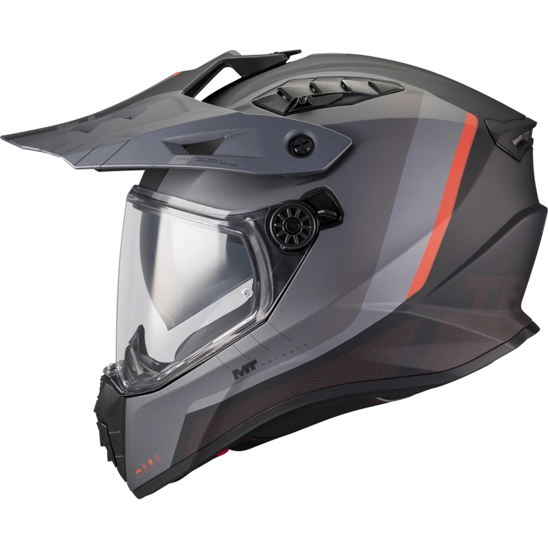 Casco da moto Enduro MT Track SV Nomad B25 nero opaco-grigio-rosso