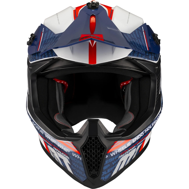 Casco da motocross MT Falcon S Ruler A15 blu-bianco-rosso