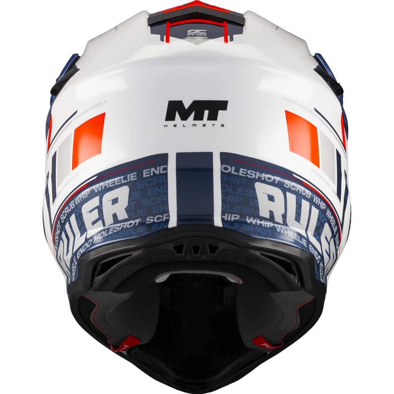 Casco da motocross MT Falcon S Ruler A15 blu-bianco-rosso