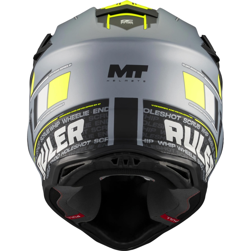 Casco da motocross MT Falcon S Ruler C2 nero opaco-grigio-giallo fluo
