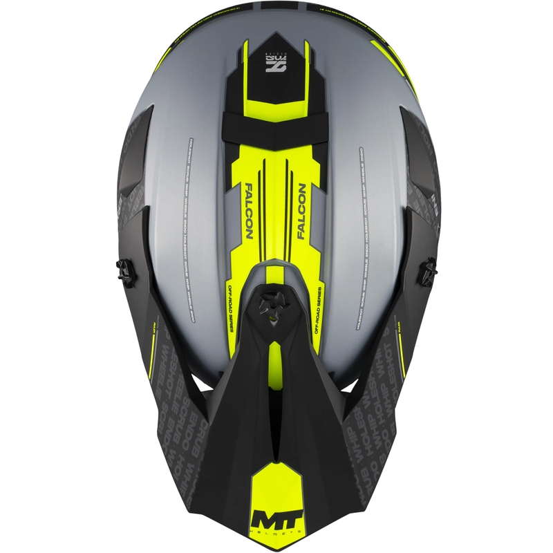 Casco da motocross MT Falcon S Ruler C2 nero opaco-grigio-giallo fluo