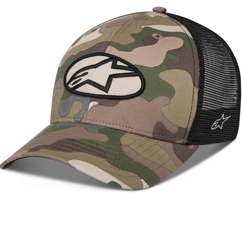 Cappellino da camionista Alpinestars Oblique Camo verde-camo-nero