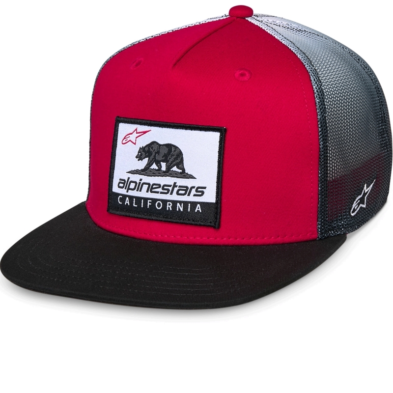 Cappellino da camionista Alpinestars Cali Gradient rosso-nero-bianco