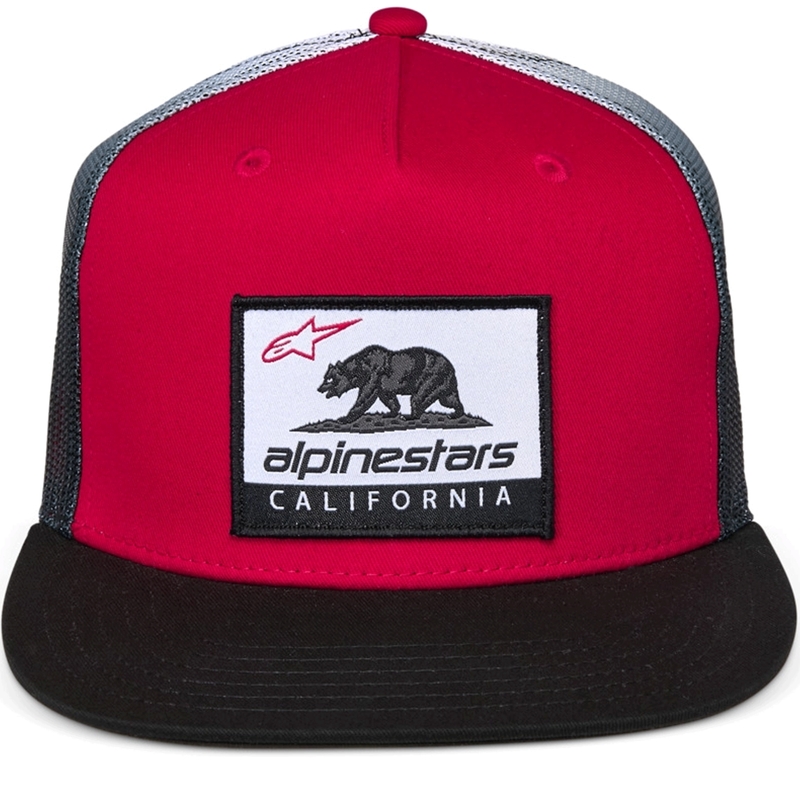 Cappellino da camionista Alpinestars Cali Gradient rosso-nero-bianco