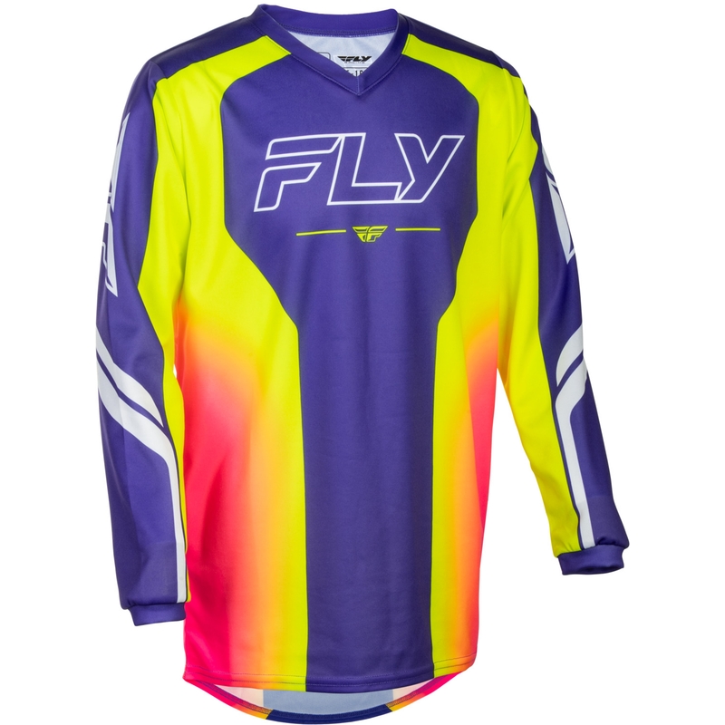 Maglia da motocross per bambini FLY Racing F-16 Raze, viola-rosso-giallo
