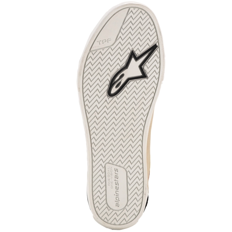 Stivali da moto Alpinestars Ride-63 in tela, colore crema-nero-bianco.