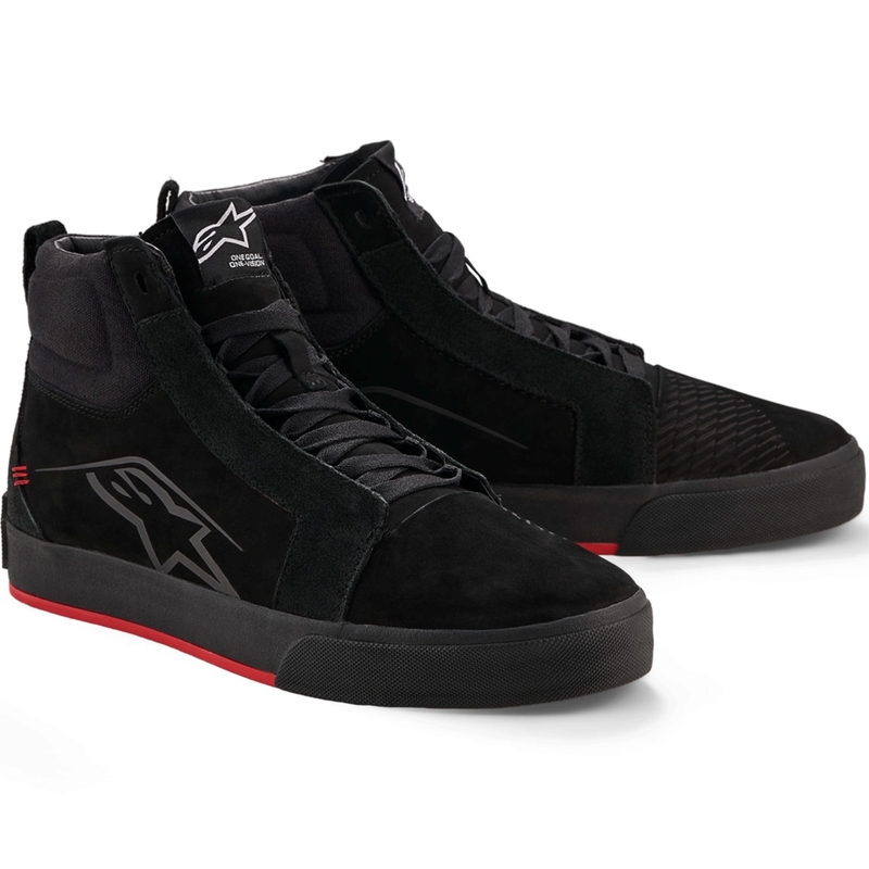 Stivali da moto in pelle Alpinestars Ride-63, neri e rossi