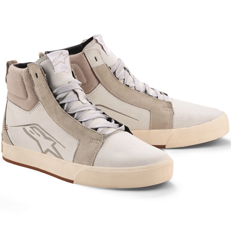 Stivali da moto in pelle Alpinestars Ride-63, colore bianco-grigio-marrone