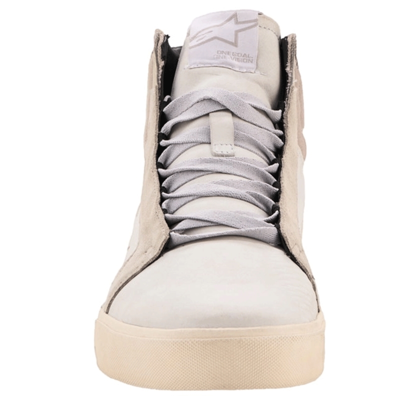 Stivali da moto in pelle Alpinestars Ride-63, colore bianco-grigio-marrone