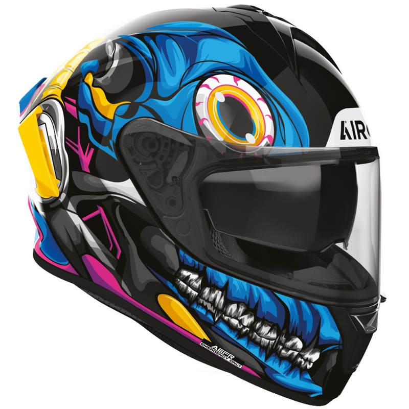 Casco integrale da moto Airoh Spark 2 Stranger nero-blu-giallo