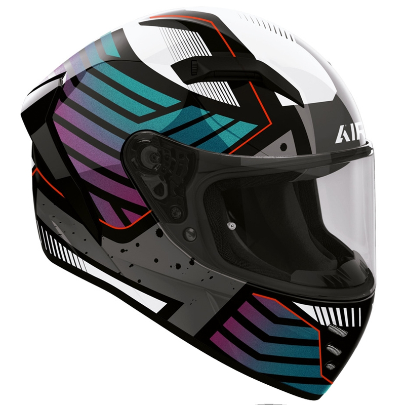 Casco integrale da moto Airoh Connor Flex bianco-grigio-blu-viola