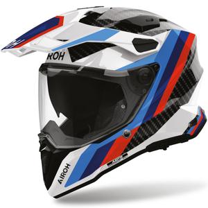 Casco da moto Enduro Airoh Commander 2 Carbon Rank nero-bianco-blu