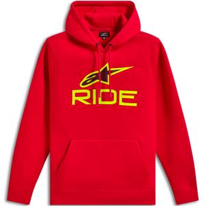 Felpa con cappuccio Alpinestars Ride 3 rosso-giallo fluo-nero