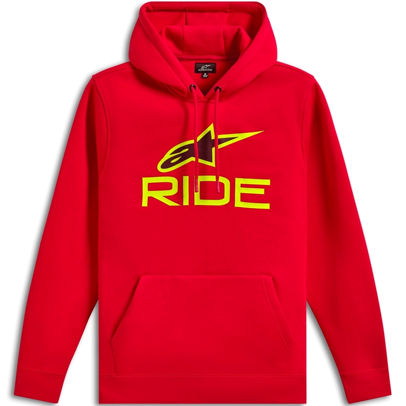 Felpa con cappuccio Alpinestars Ride 3 rosso-giallo fluo-nero