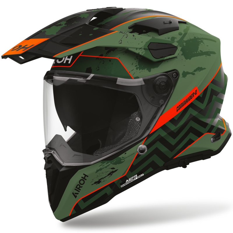 Casco da moto Enduro Airoh Commander 2 Plug nero opaco-verde-rosso