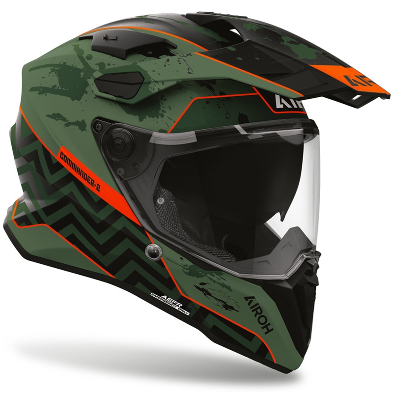 Casco da moto Enduro Airoh Commander 2 Plug nero opaco-verde-rosso