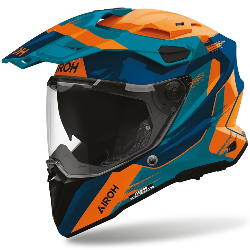 Casco da moto Enduro Airoh Commander 2 Razor blu-arancione