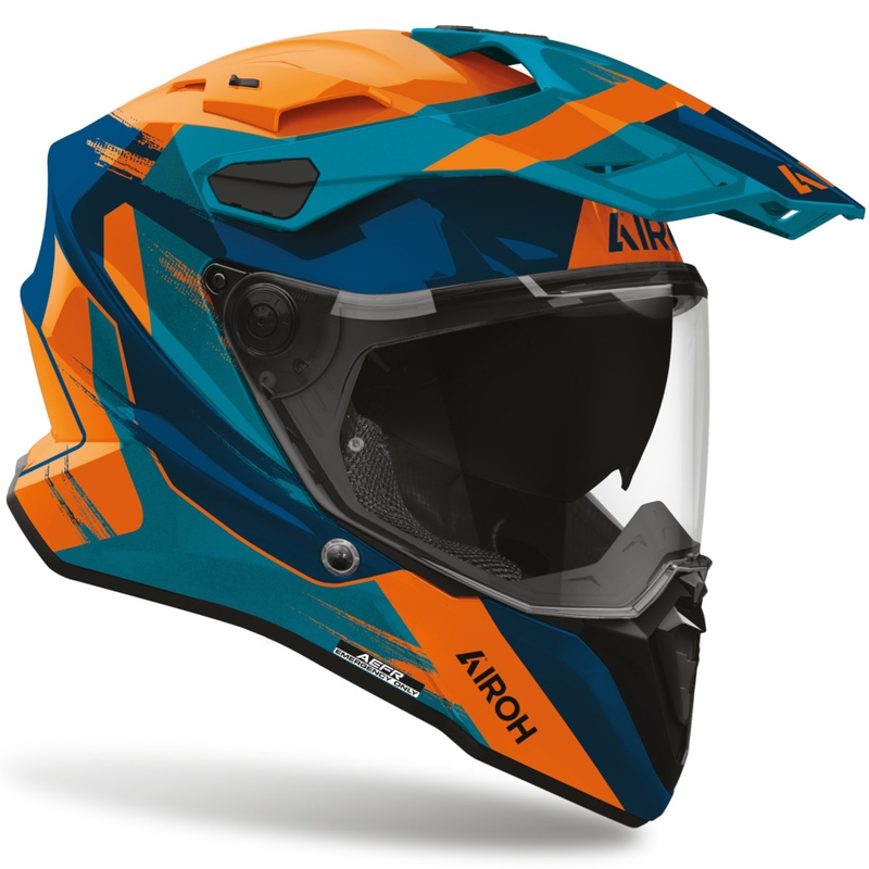 Casco da moto Enduro Airoh Commander 2 Razor blu-arancione
