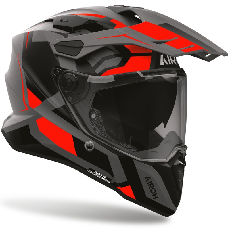 Casco da moto Enduro Airoh Commander 2 Polar rosso fluo opaco