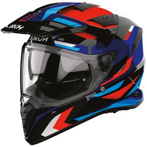 Casco da moto enduro Airoh BADX-X Glitch blu-rosso