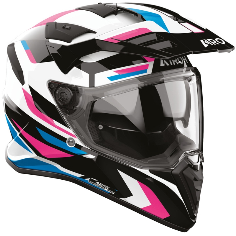 Casco da moto enduro Airoh BADX-X Glitch rosa